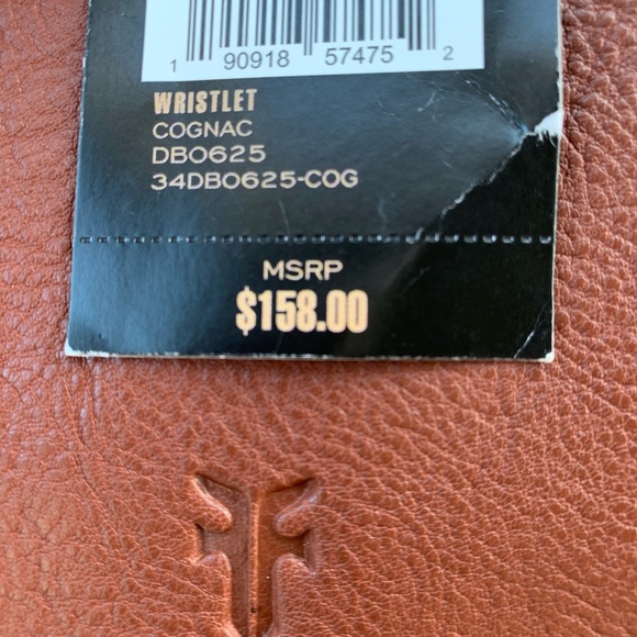 Frye Small Cognac Leather Satchel Clutch Wristlet with Handle - Picture 4 of 15